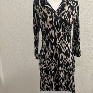 Alfani Black and Cream Long Sleeve Dress